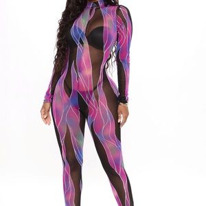 Illusion mesh jumpsuit